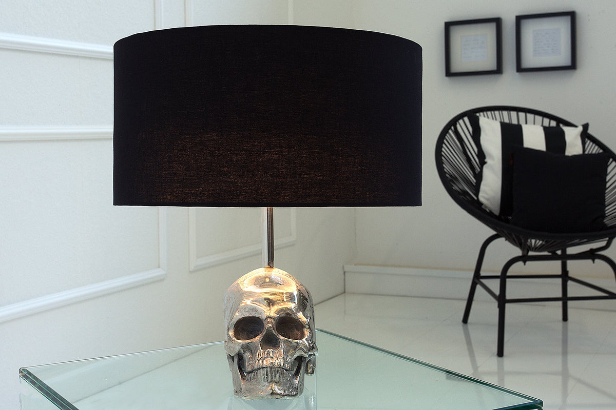 Extravagante lampe de table SKULL 44cm noire crâne lampe de table