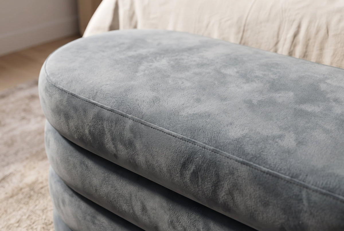 Extravagante Polsterbank VOGUE 85cm grau Samt Sitzbank mit Stauraum