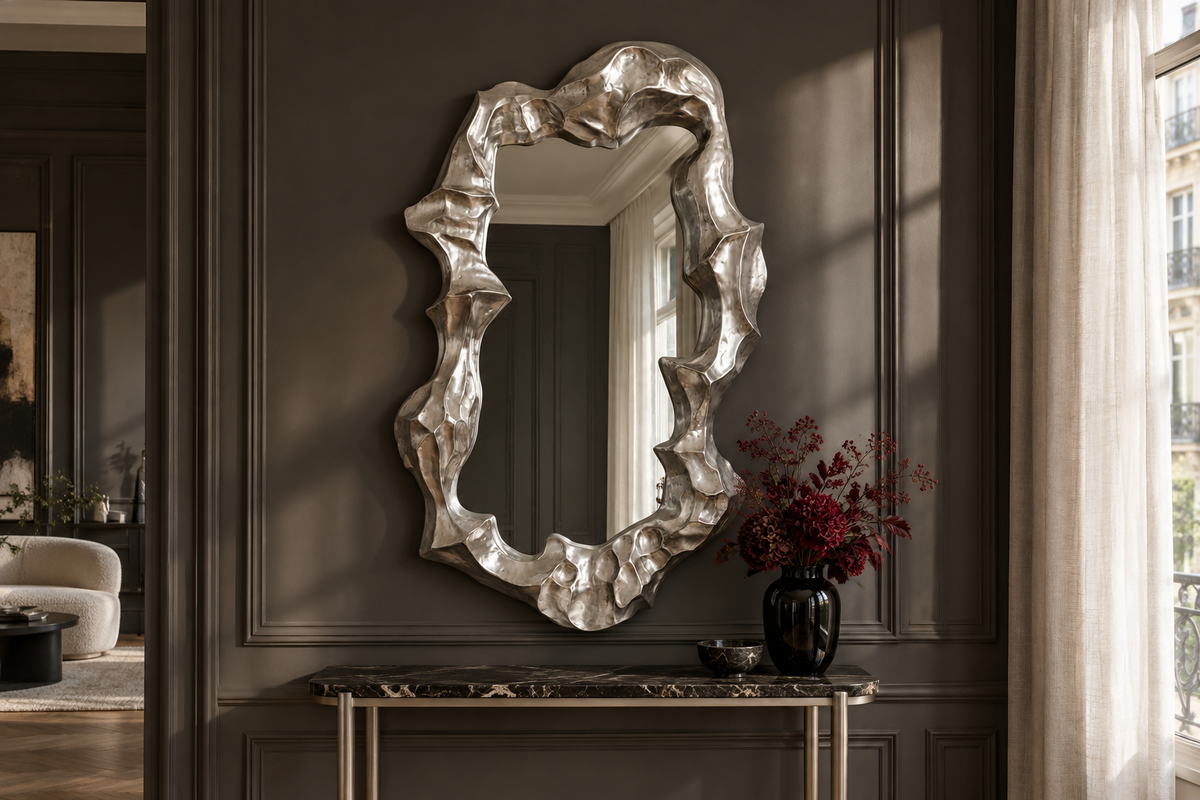 Extravaganter Wandspiegel VENETIA 150cm silber variable Aufhängung