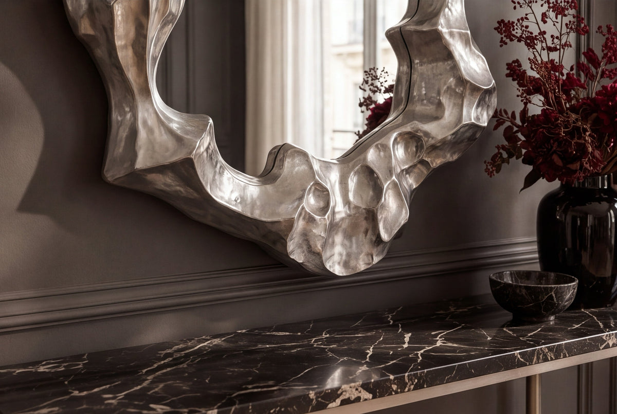 Extravaganter Wandspiegel VENETIA 150cm silber variable Aufhängung