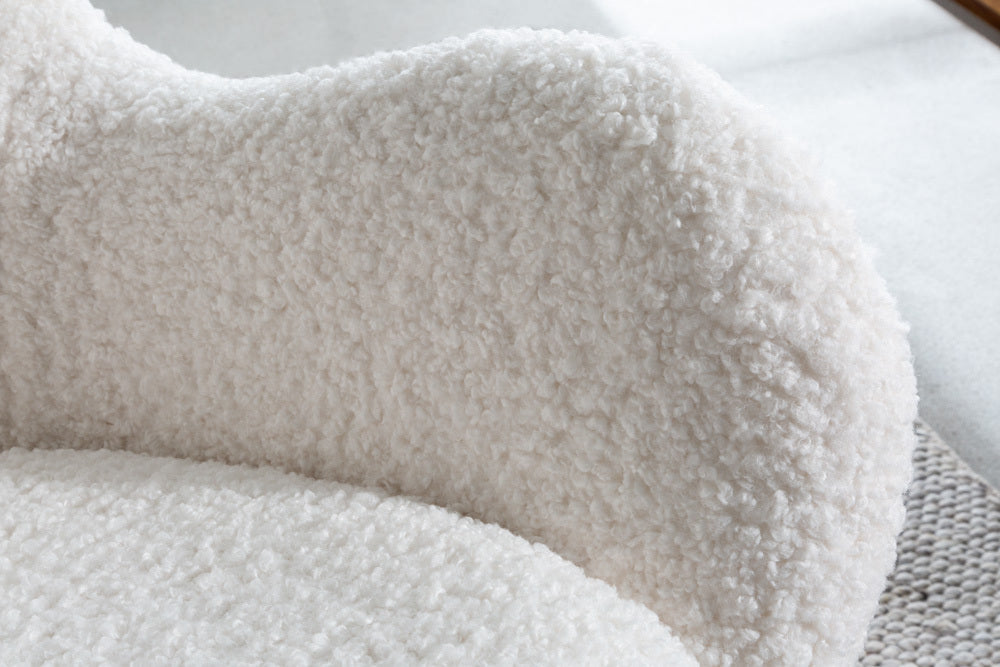 Fauteuil à bascule design SCANDINAVIA SWING blanc bouclé fauteuil métal noir