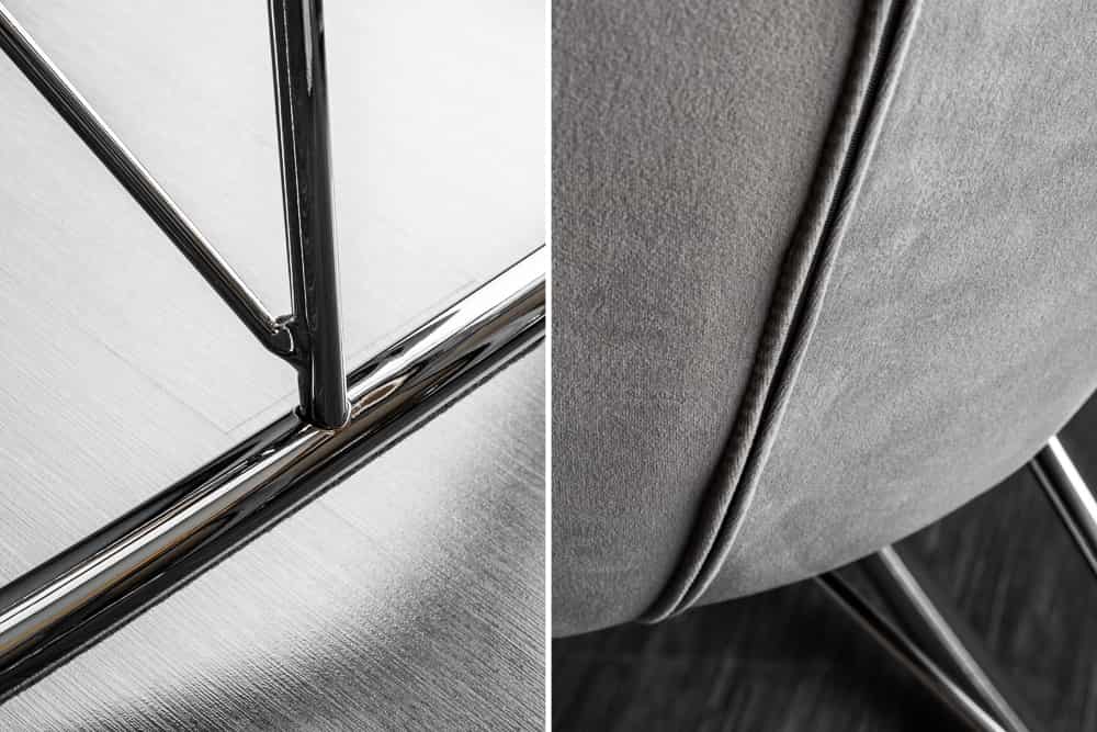 Fauteuil à bascule design SCANDINAVIA SWING en velours gris et chrome