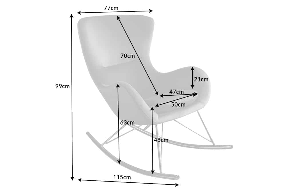 Fauteuil à bascule design SCANDINAVIA SWING en velours gris et chrome