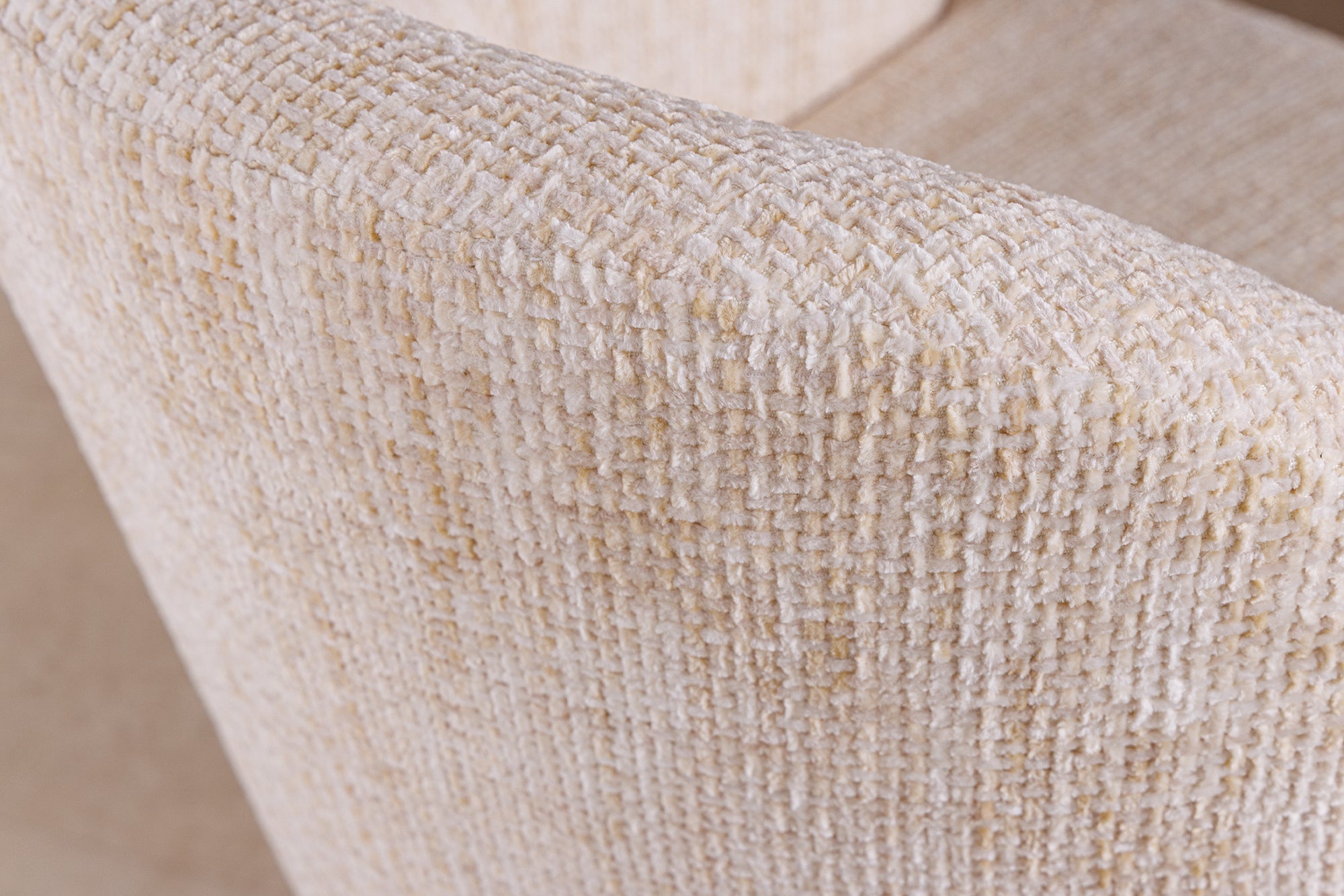 Lot de 2x fauteuils avec accoudoirs EXTRAVAGANCIA tissu chenille beige métal doré champagne brossé