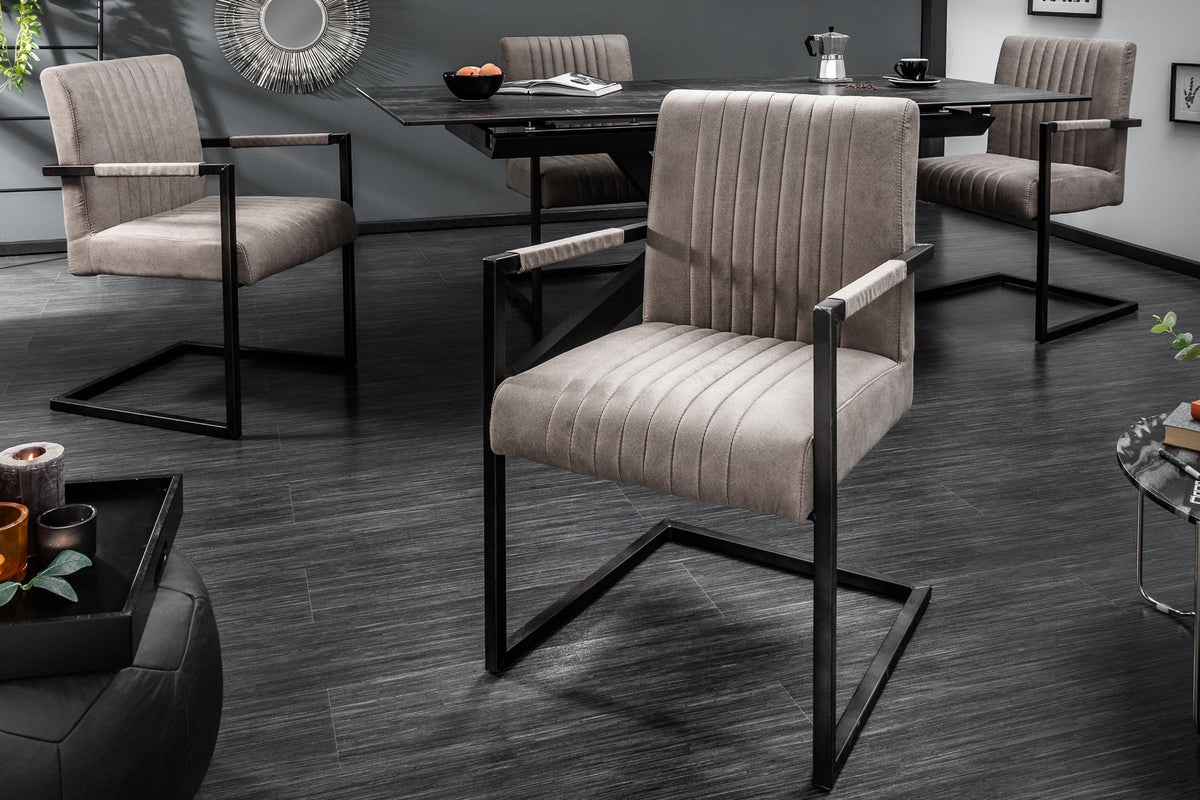Fauteuil cantilever moderne BIG ASTON taupe ressorts ensachés structure en fer