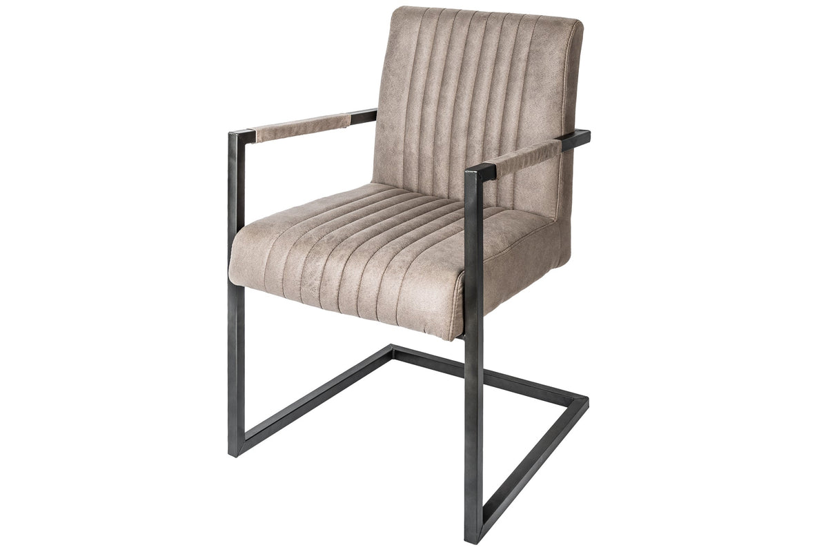 Fauteuil cantilever moderne BIG ASTON taupe ressorts ensachés structure en fer