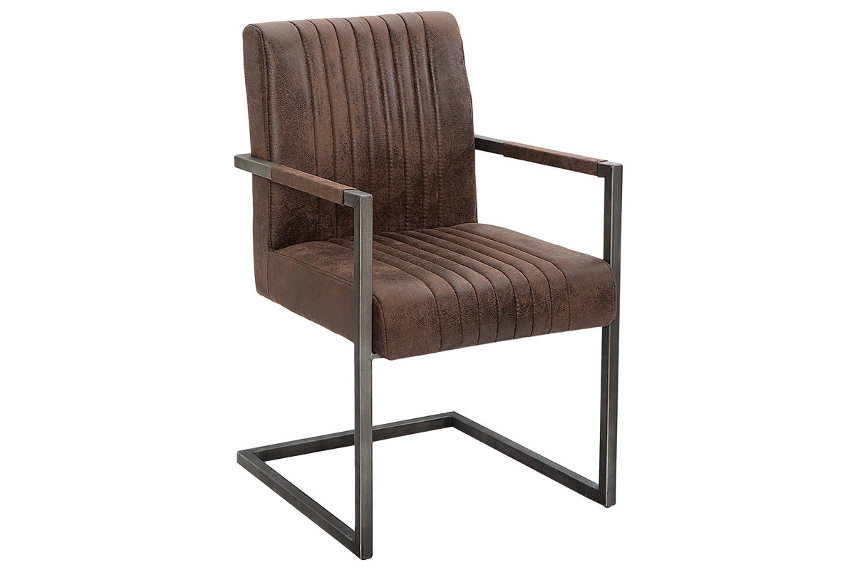 Fauteuil cantilever moderne BIG ASTON vintage marron ressorts ensachés noyau fer