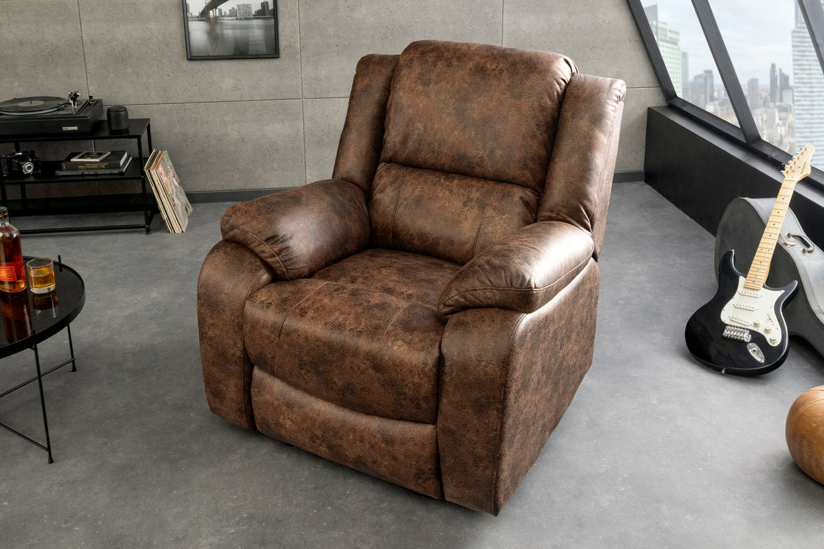 Fauteuil de cinéma confortable HOLLYWOOD marron antique dossier inclinable