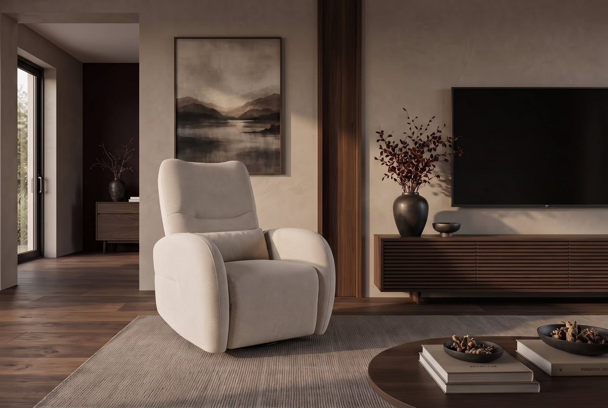 Fauteuil de cinéma électrique PRIORITY beige inclus coussin rotatif à 360° avec prise USB
