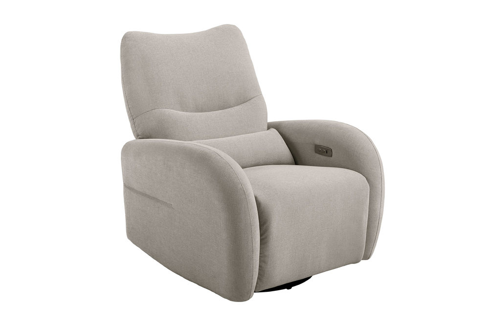 Fauteuil de cinéma électrique PRIORITY greige incluant coussin rotatif à 360° avec prise USB