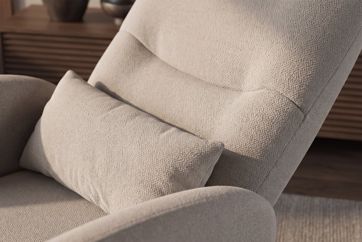 Fauteuil de cinéma électrique PRIORITY greige incluant coussin rotatif à 360° avec prise USB