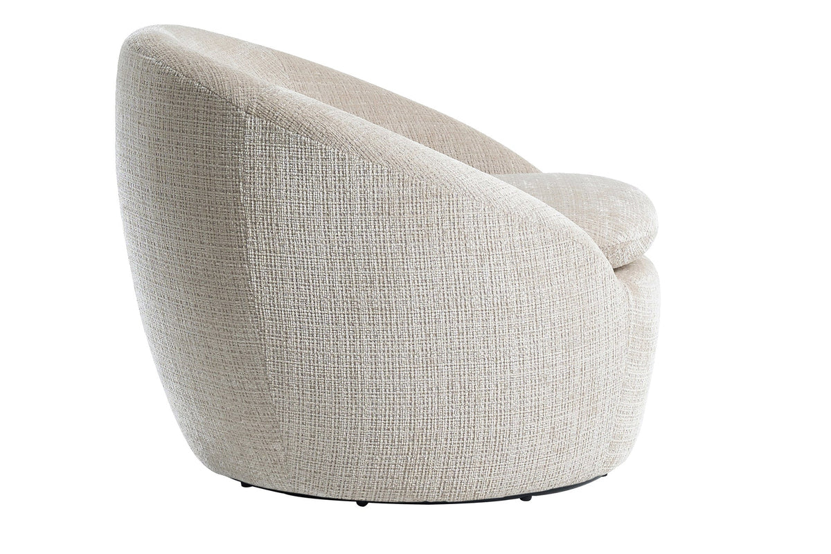 Fauteuil design pivotant ALPINE beige chenille Cremona 360° avec accoudoirs