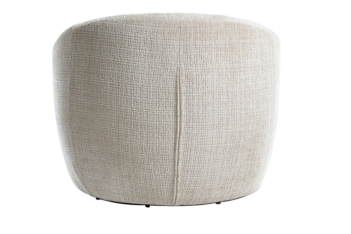 Fauteuil design pivotant ALPINE beige chenille Cremona 360° avec accoudoirs