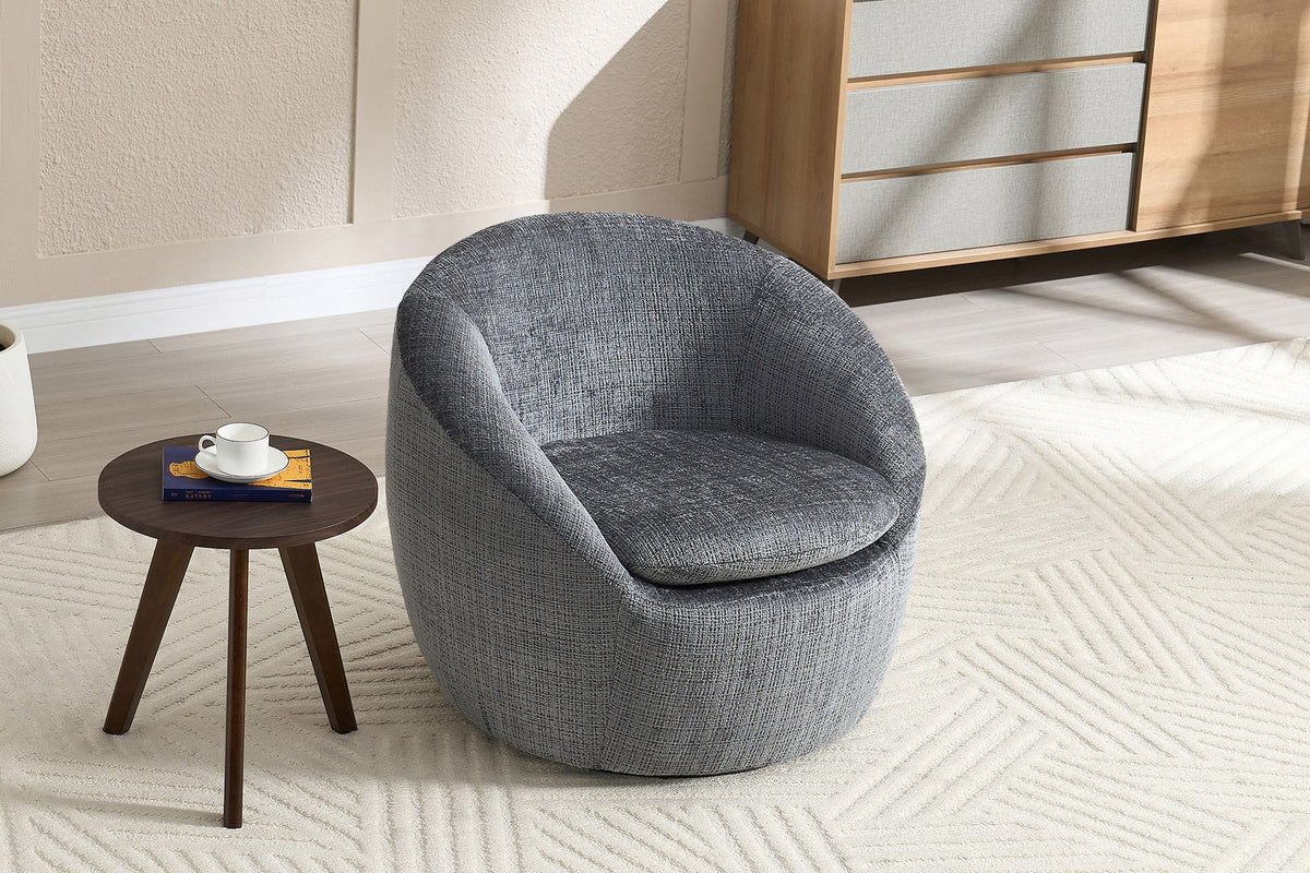 Fauteuil design pivotant ALPINE gris Chenille Cremona 360° avec accoudoirs