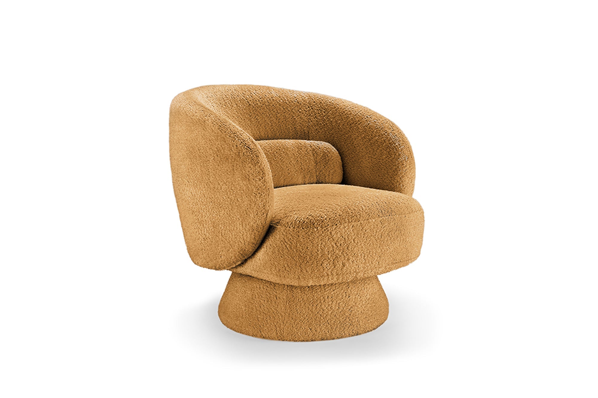 Fauteuil design pivotant BOSSA NOVA 80cm jaune moutarde Bouclé