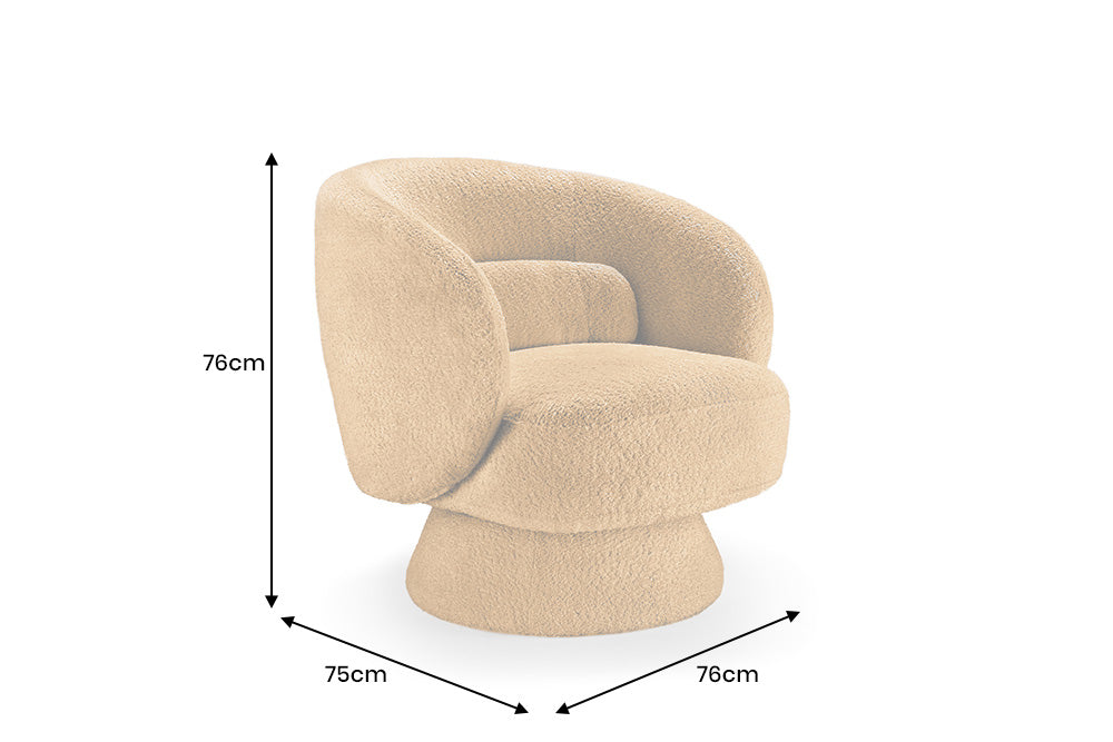 Fauteuil design pivotant BOSSA NOVA 80cm jaune moutarde Bouclé
