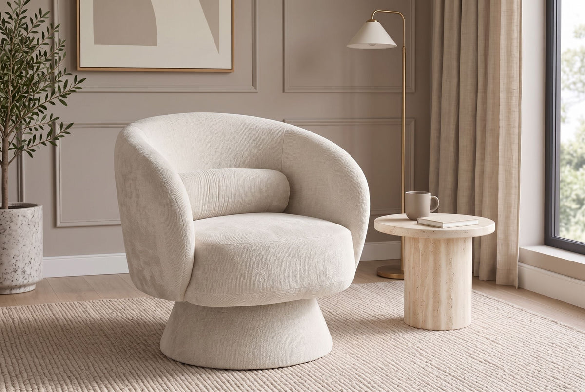 Fauteuil design pivotant BOSSA NOVA beige Chenille