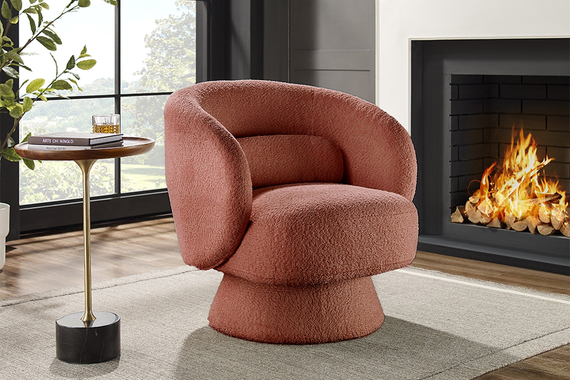 Fauteuil design rotatif BOSSA NOVA 80cm rouille Bouclé