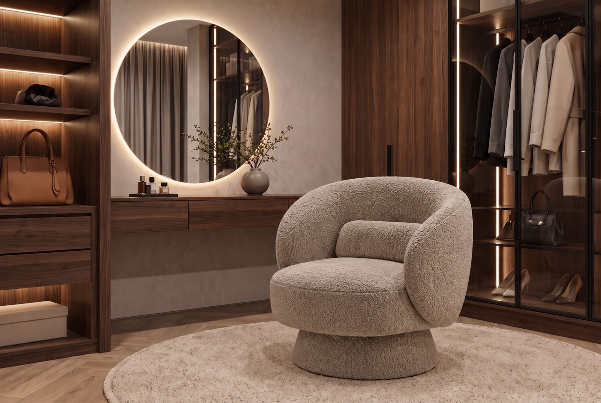 Fauteuil design rotatif BOSSA NOVA taupe Bouclé