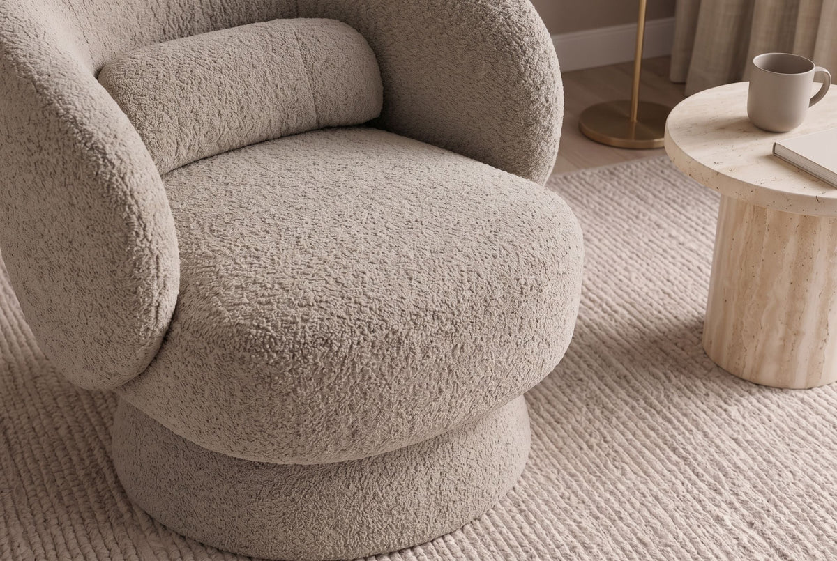 Fauteuil design rotatif BOSSA NOVA taupe Bouclé