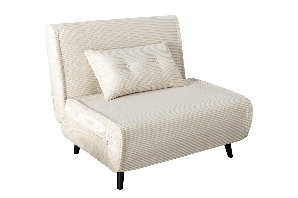 Fauteuil-lit rétro SMART MULTIFUNCTION 100cm beige Cord fonction lit incl. coussin