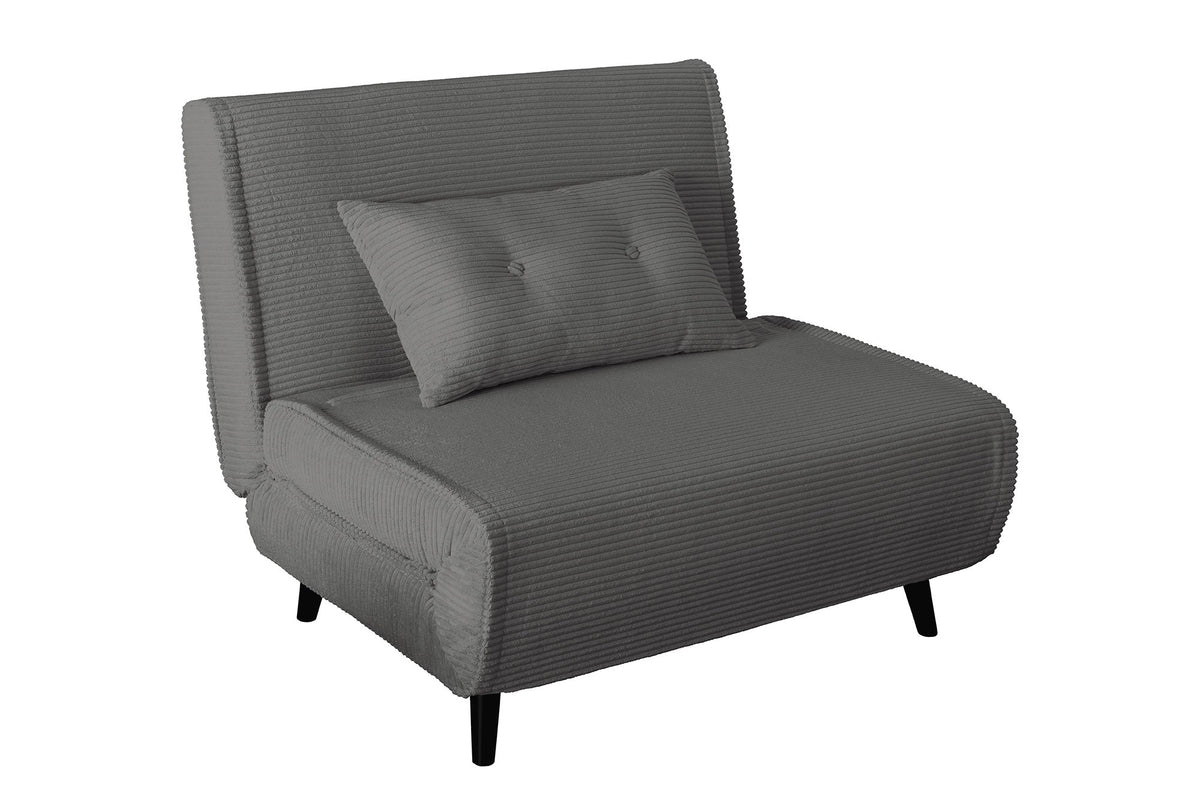 Fauteuil-lit rétro SMART MULTIFUNCTION 100cm gris Cord fonction lit inclus coussin