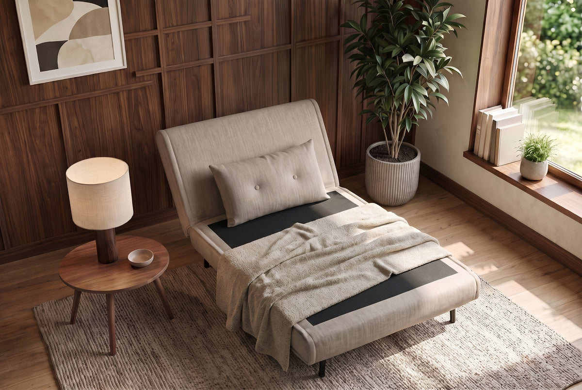 Fauteuil-lit SMART MULTIFUNCTION 100cm beige champagne Vogue velours de soie