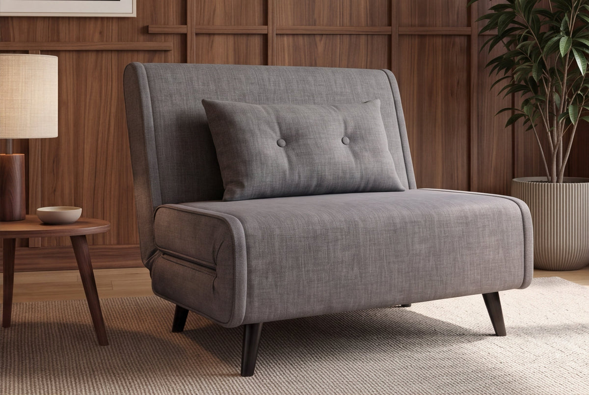 Fauteuil-lit SMART MULTIFUNCTION 100cm gris Vogue velours de soie