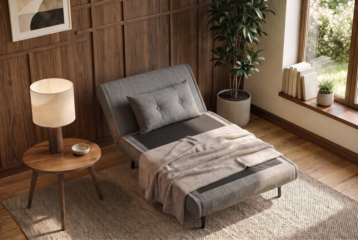 Fauteuil-lit SMART MULTIFUNCTION 100cm gris Vogue velours de soie