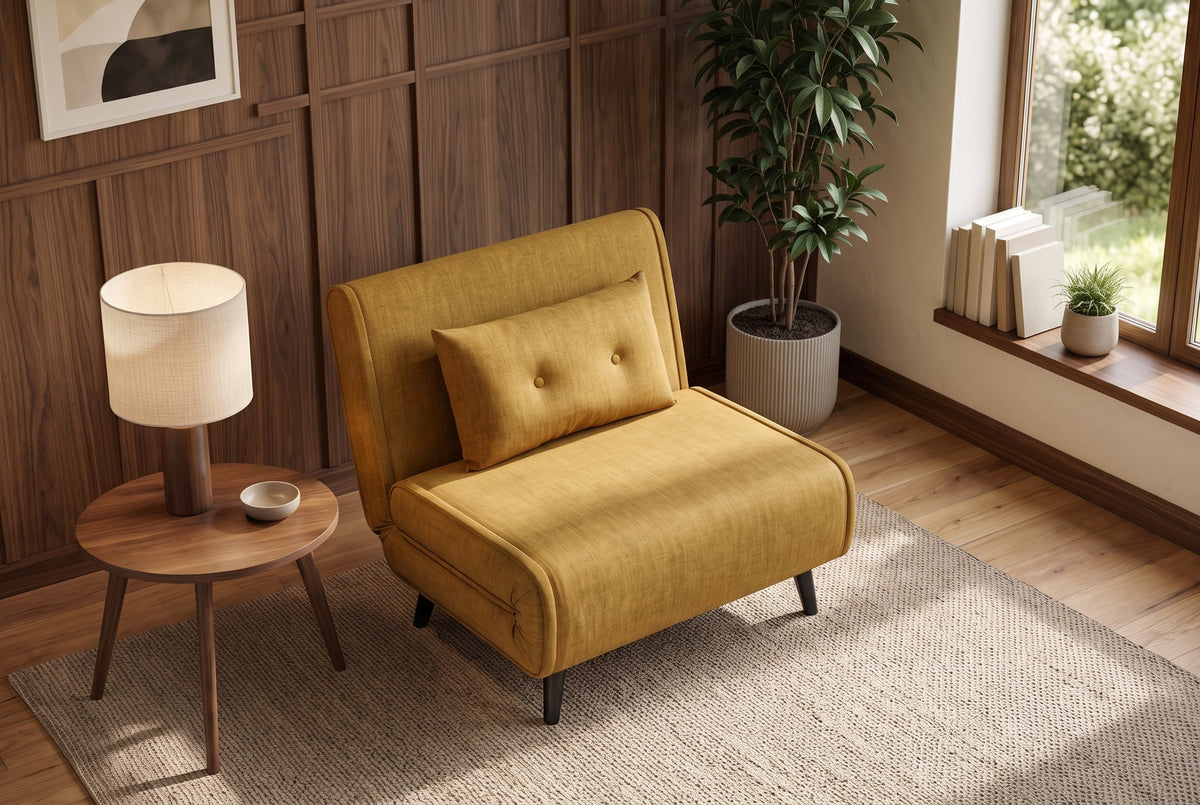 Fauteuil-lit SMART MULTIFUNCTION 100cm jaune moutarde Vogue soie velours