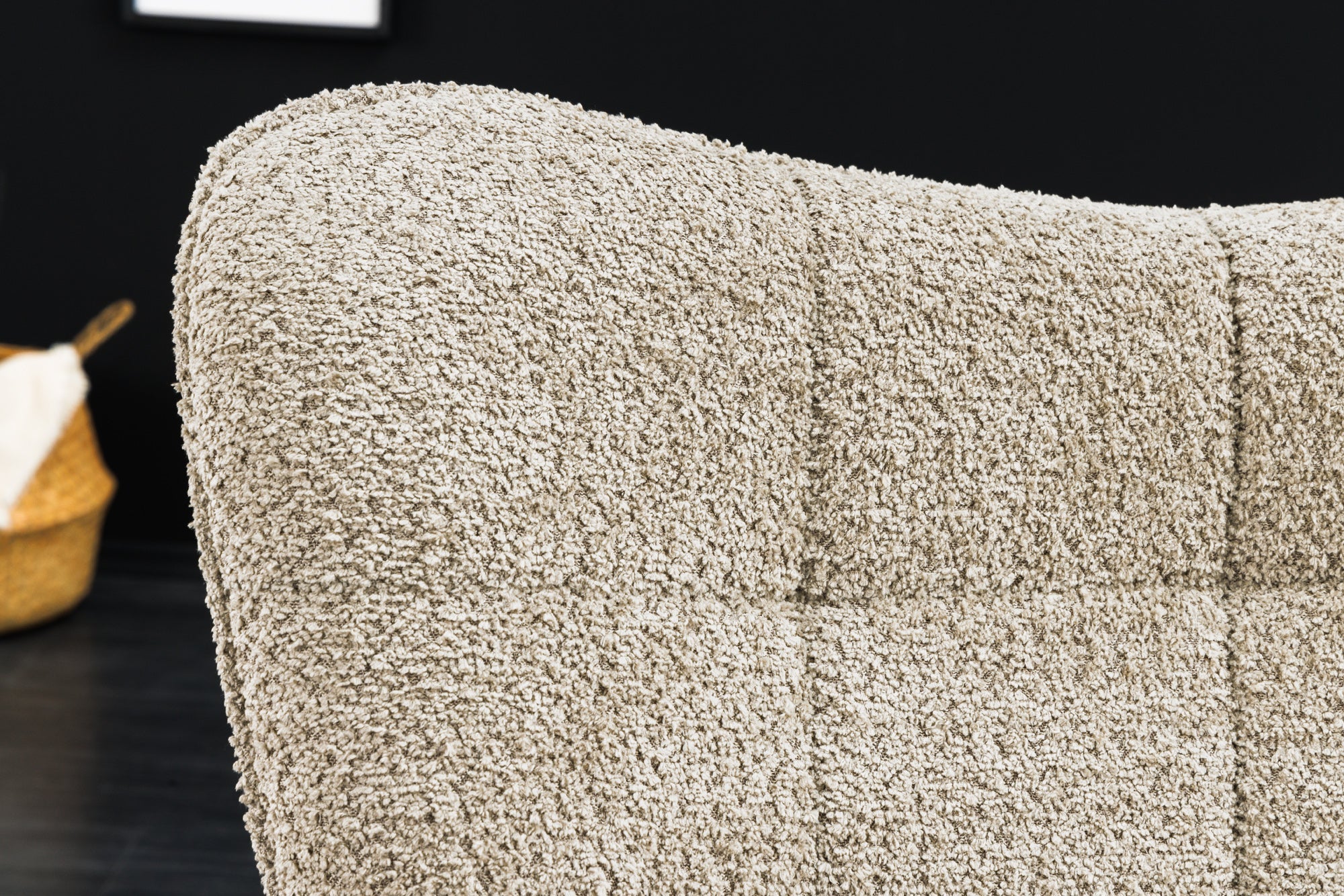 Fauteuil moderne SCANDINAVIA champagne grège Bouclé avec accoudoirs