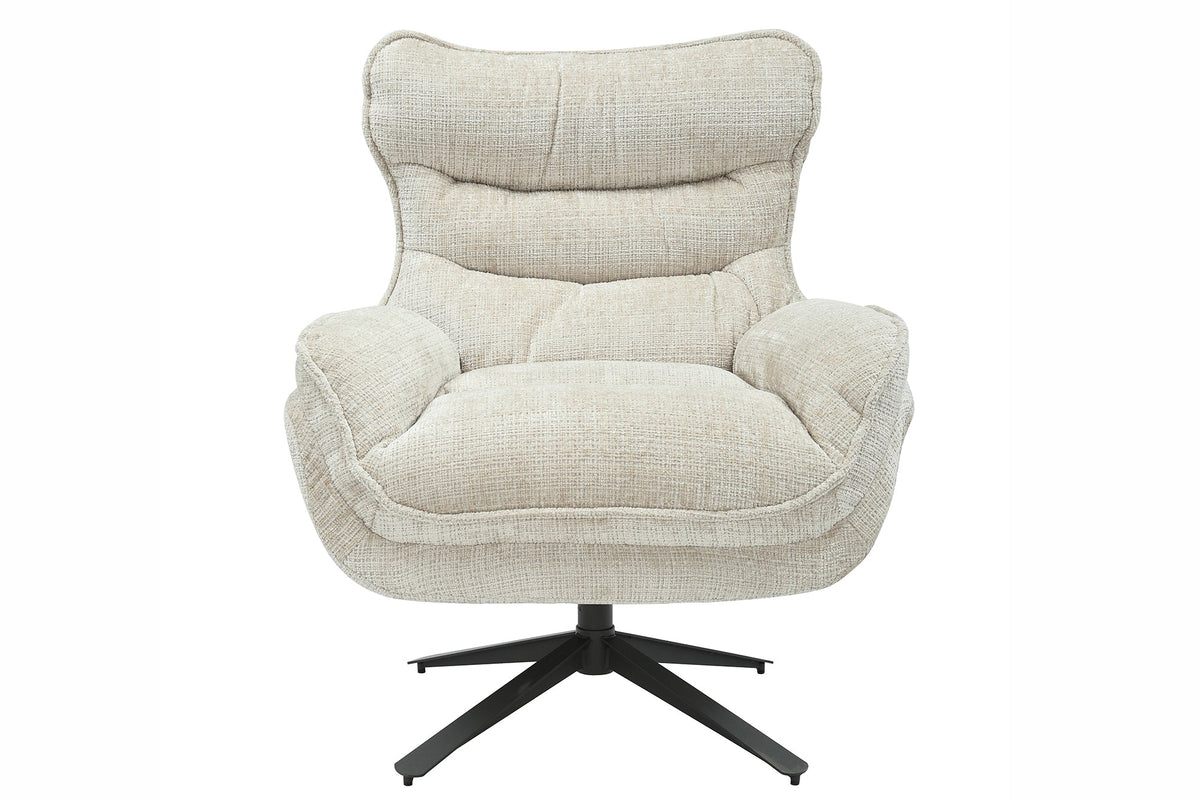 Fauteuil pivotant CLOUD champagne beige chenille noir métal
