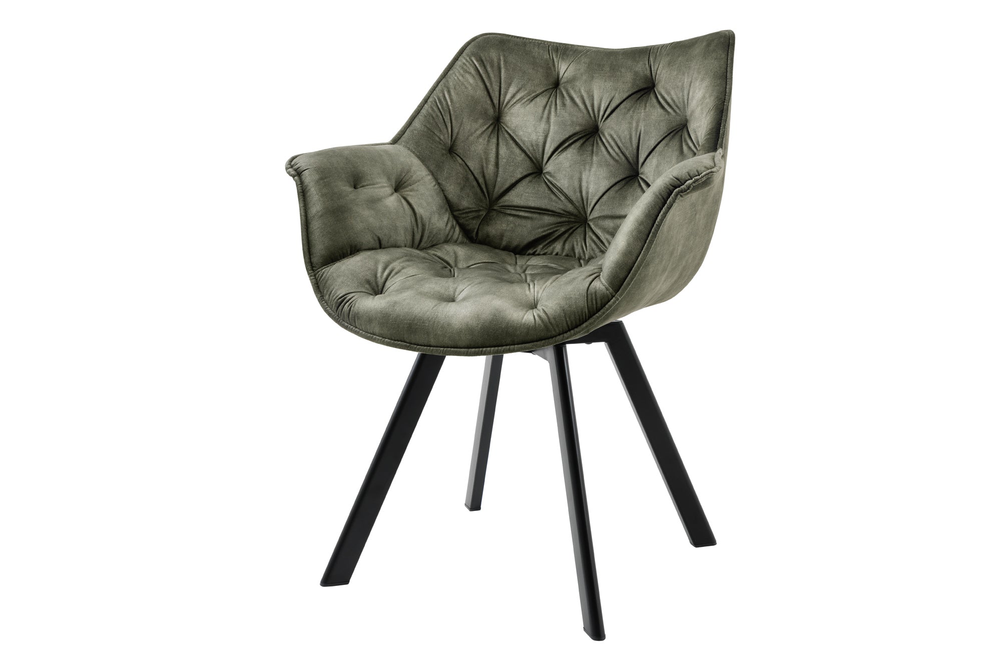Fauteuil pivotant THE DUTCH COMFORT velours vert foncé avec accoudoirs Design moderne
