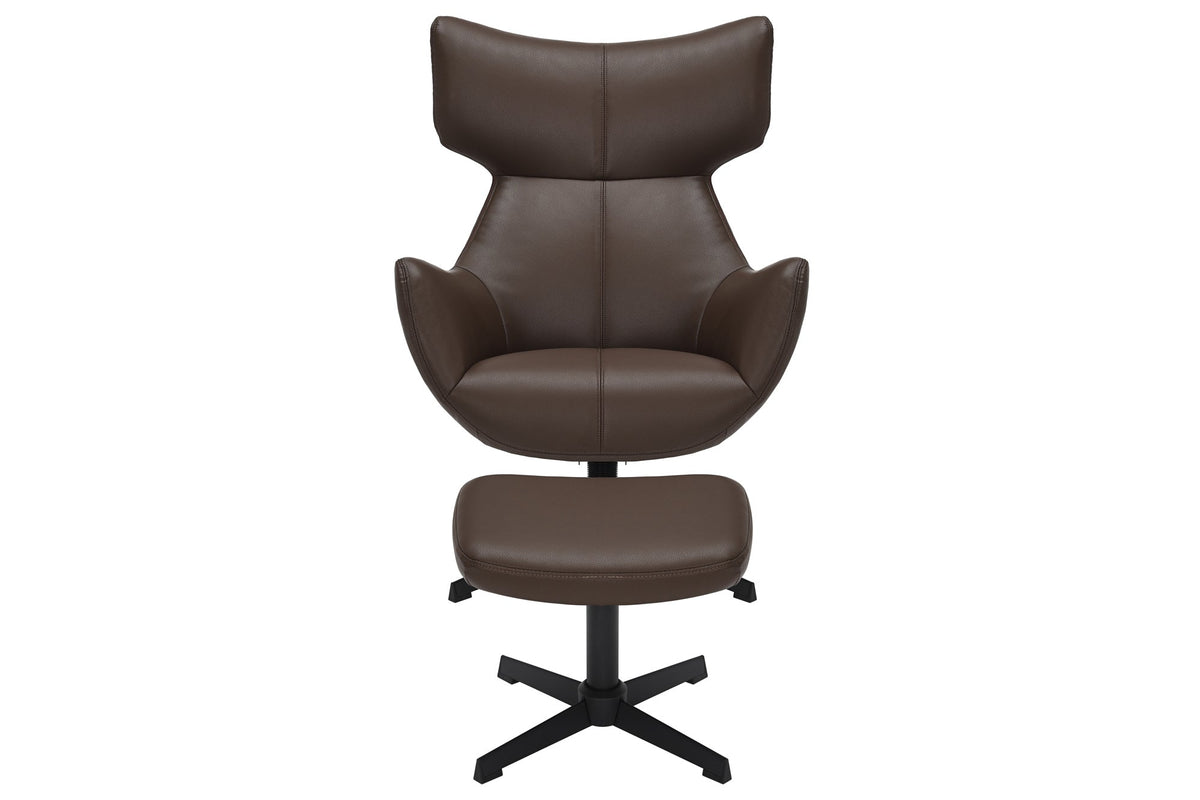 Fauteuil pivotant VOGUE brandy brun cuir synthétique pieds métalliques noirs avec accoudoir