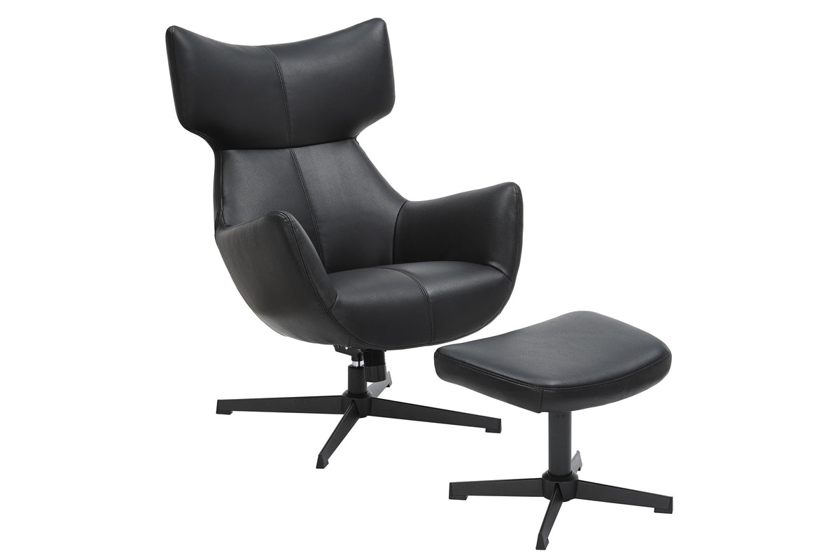 Fauteuil pivotant VOGUE noir cuir synthétique pieds métalliques avec accoudoir