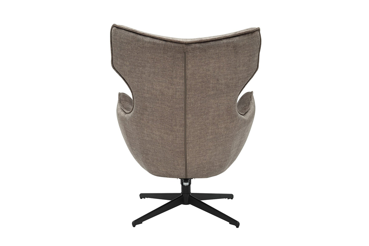 Fauteuil pivotant VOGUE taupe velours pieds métalliques noirs avec accoudoir