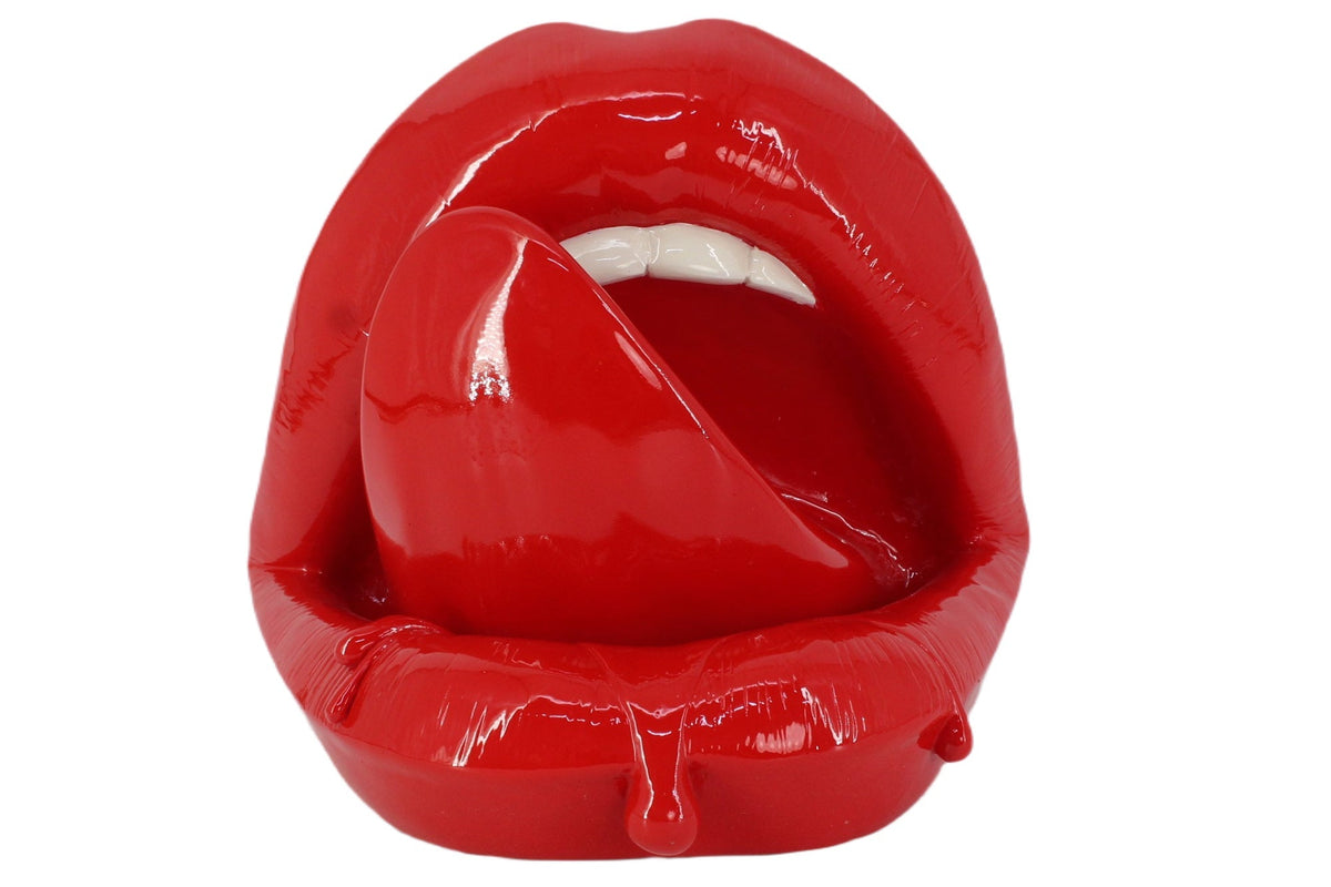 Figurine décorative LIP 25cm rouge blanc brillant handmade Pop-Art
