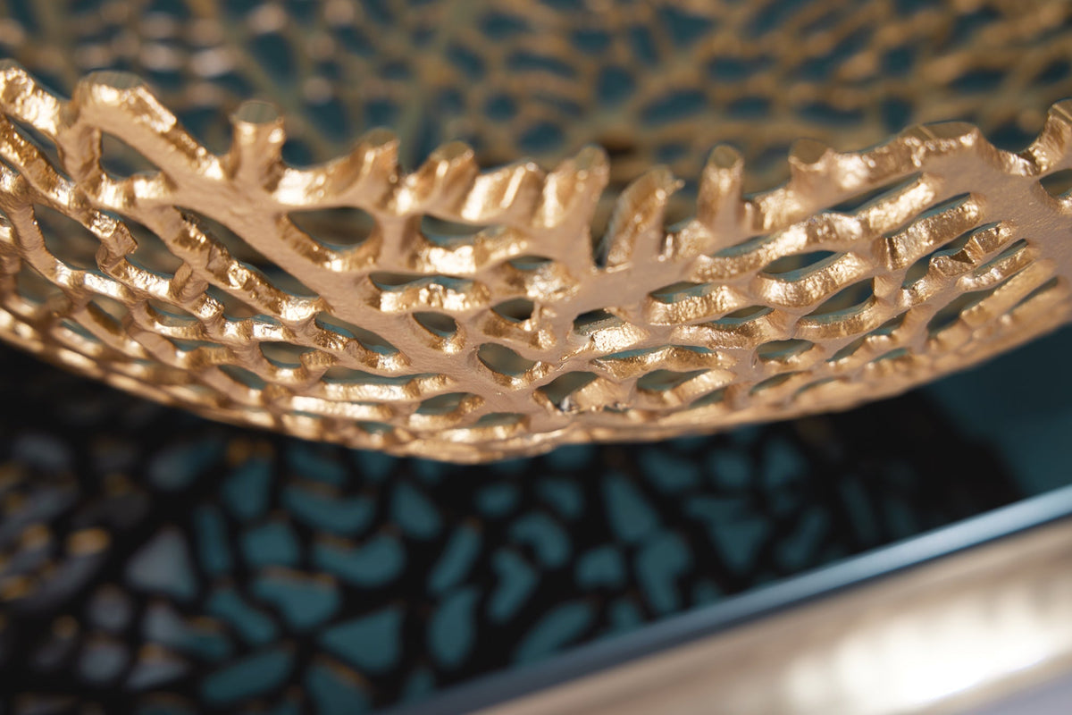 Filigrane Design Schale ABSTRACT LEAF 45cm gold Handarbeit