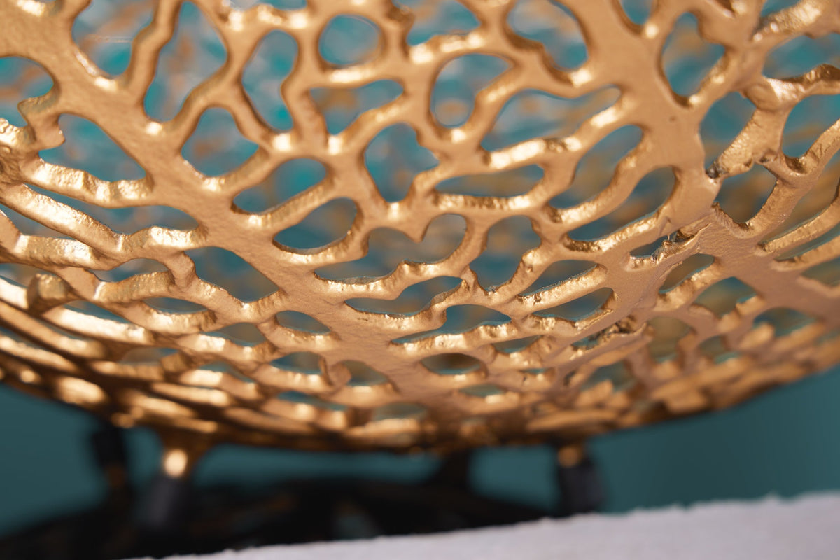 Filigrane Design Schale ABSTRACT LEAF 45cm gold Handarbeit