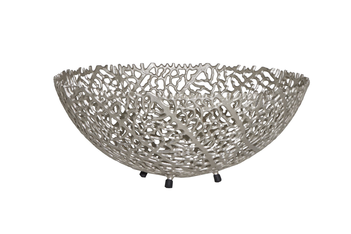 Filigrane Design Schale ABSTRACT LEAF 45cm silber Handarbeit