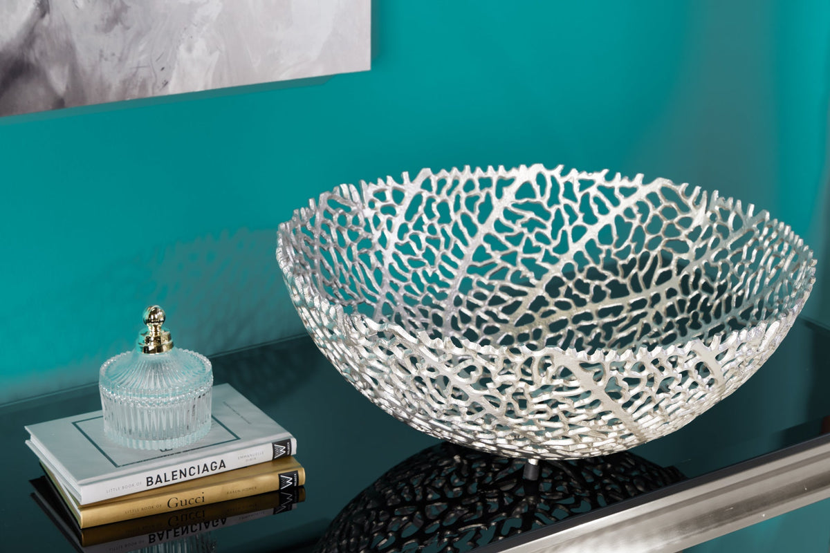 Filigrane Design Schale ABSTRACT LEAF 45cm silber Handarbeit