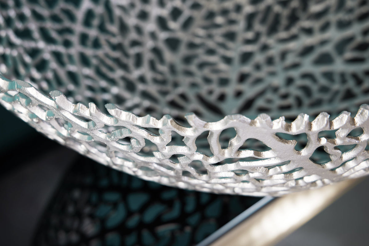 Filigrane Design Schale ABSTRACT LEAF 45cm silber Handarbeit