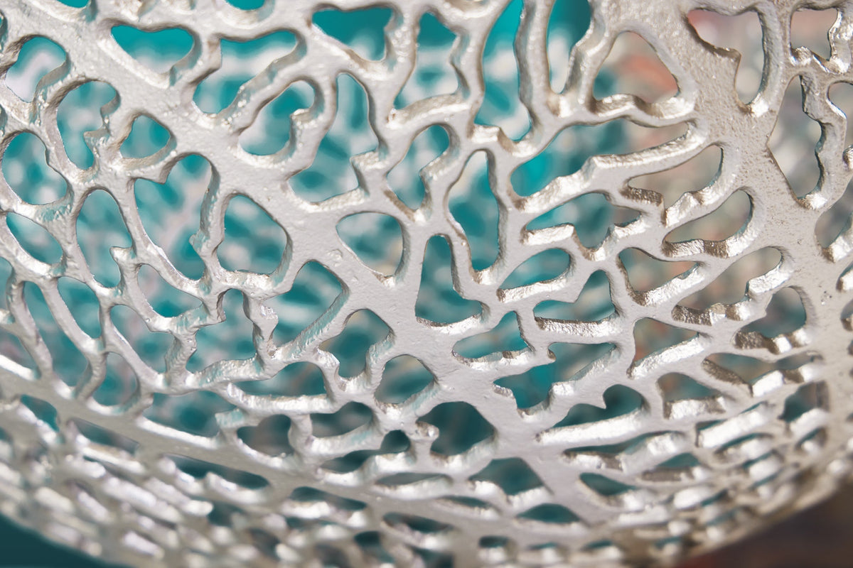 Filigrane Design Schale ABSTRACT LEAF 45cm silber Handarbeit