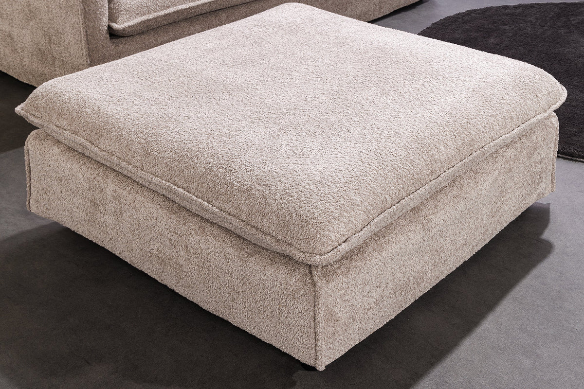 Grand pouf HEAVEN 100cm champagne beige Bouclé pouf rembourré noyau à ressorts