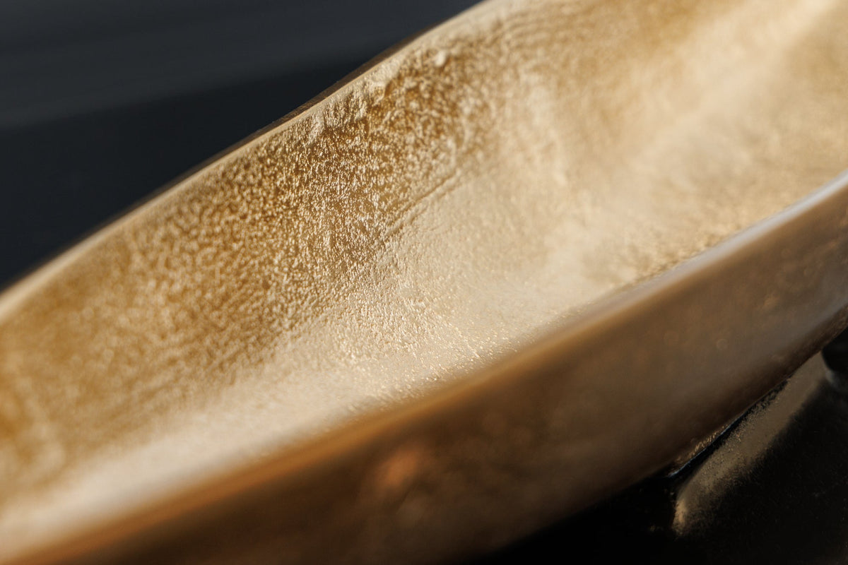 Handgearbeitete Deko Schale GOLD LEAF 80cm antik gold Aluminium