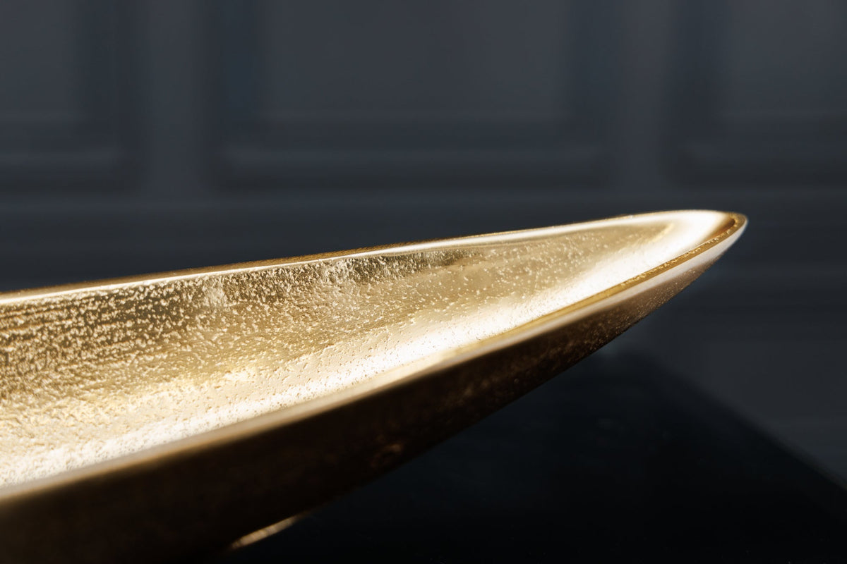 Handgearbeitete Deko Schale GOLD LEAF 80cm antik gold Aluminium