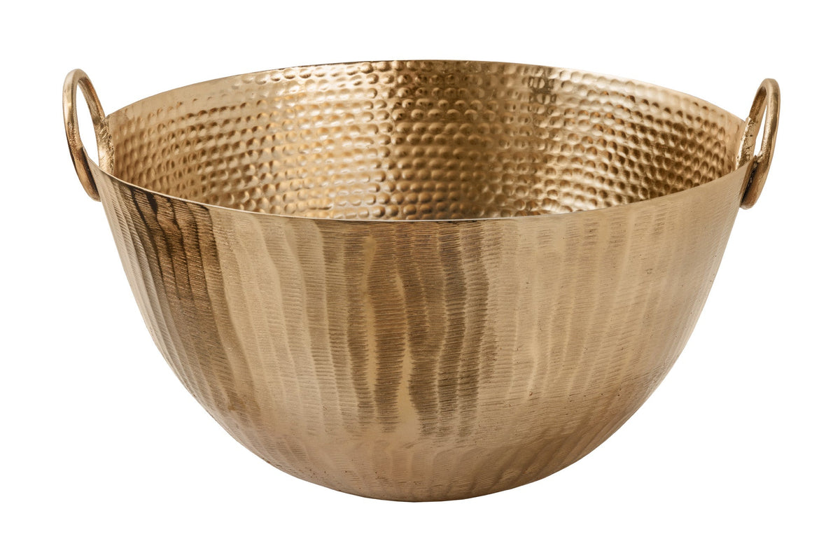 Handgearbeitete Deko Schale ORIENT 40cm gold Metall Hammerschlag Design