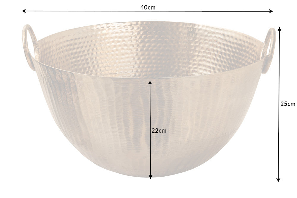 Handgearbeitete Deko Schale ORIENT 40cm gold Metall Hammerschlag Design