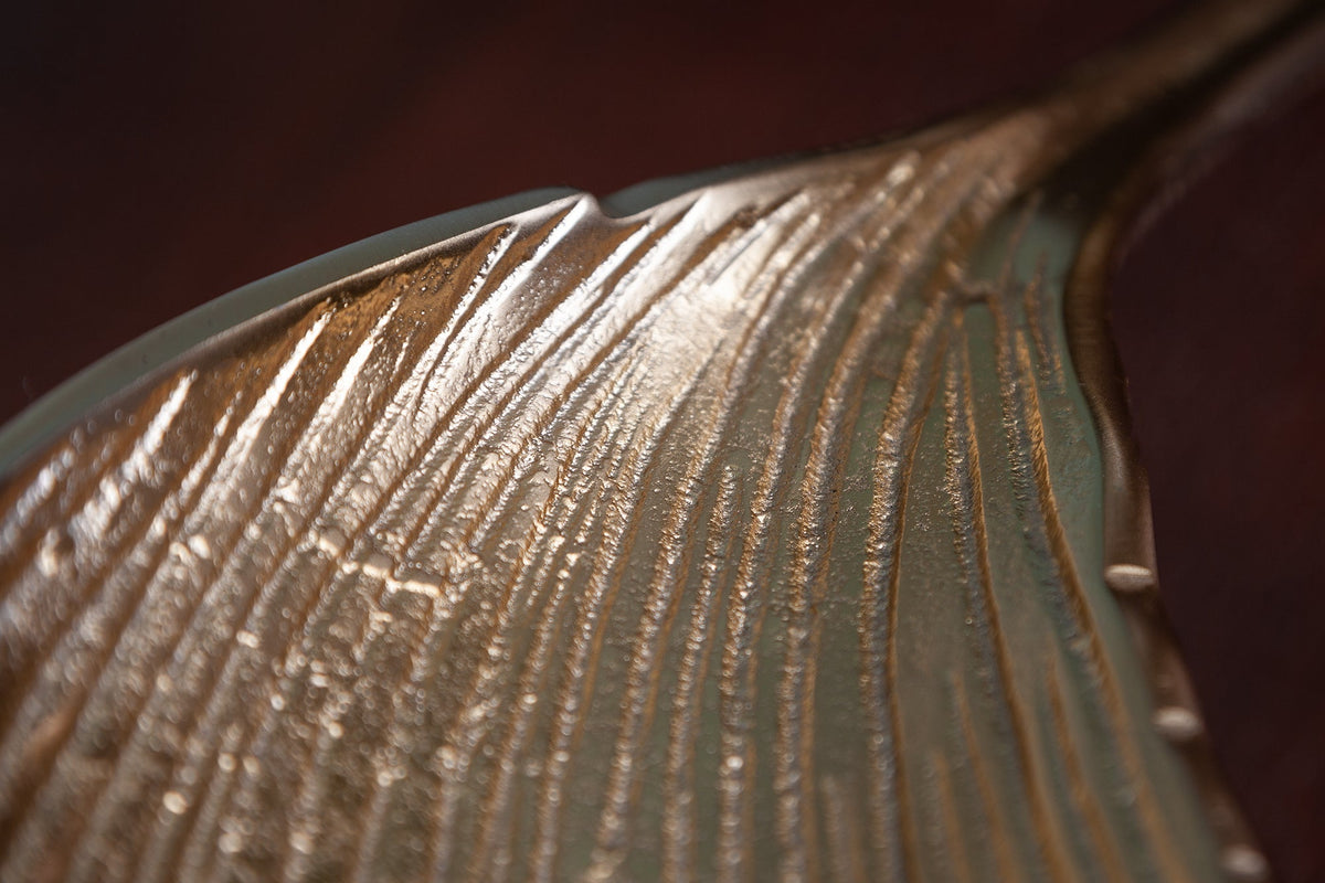 Handgefertigte Deko Schale ABSTRACT LEAF 65cm gold Aluminium