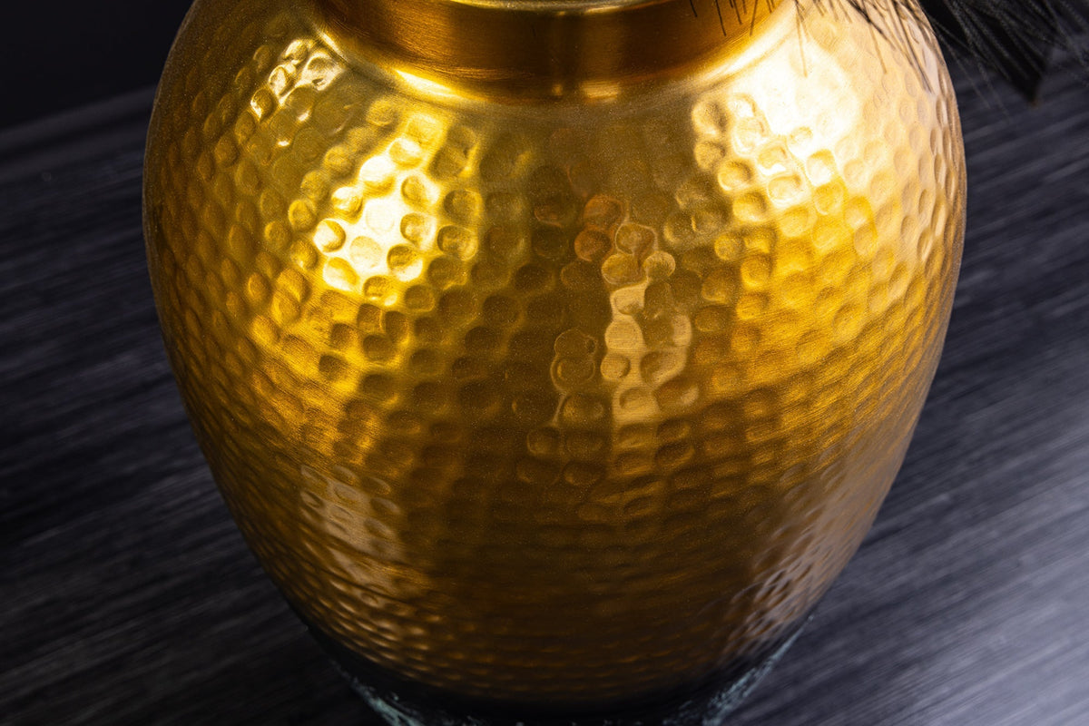 Handgefertigte Deko Vase ORIENT L 60cm gold Metall mit Patina Hammerschlag Design